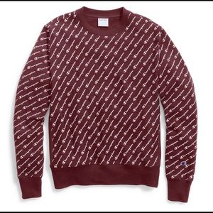Burgundy All Over Print Champion Crewneck